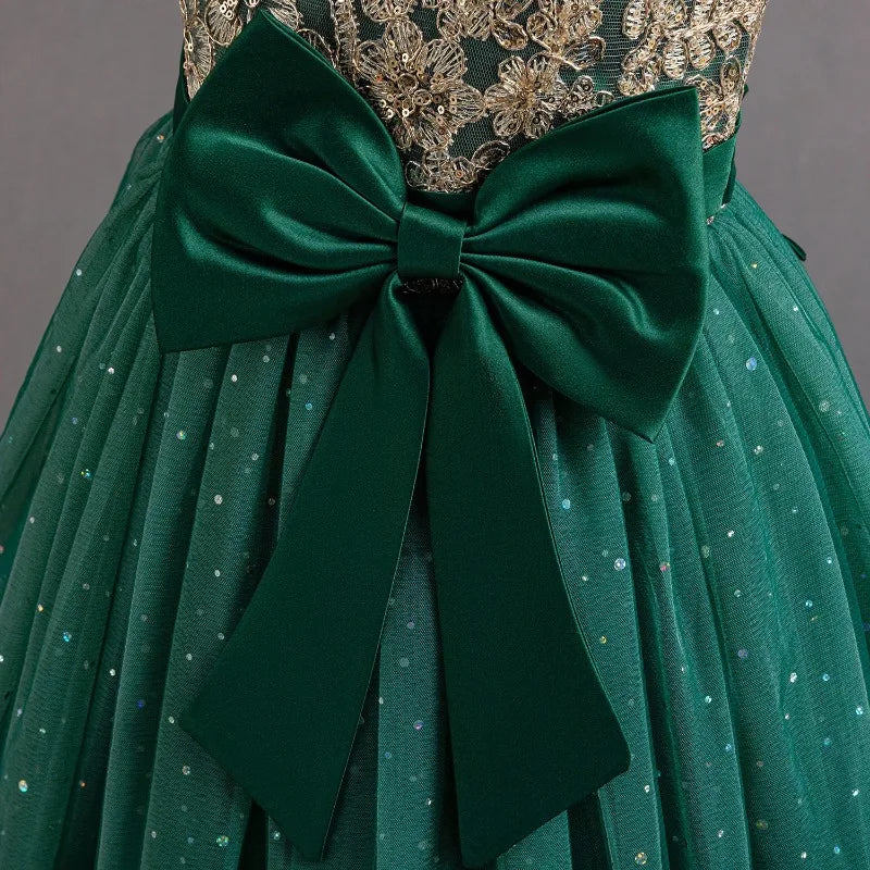Festive Elegance – Girls’ Bow Party Dress for 3-10Y