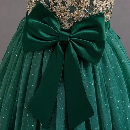 Festive Elegance – Girls’ Bow Party Dress for 3-10Y