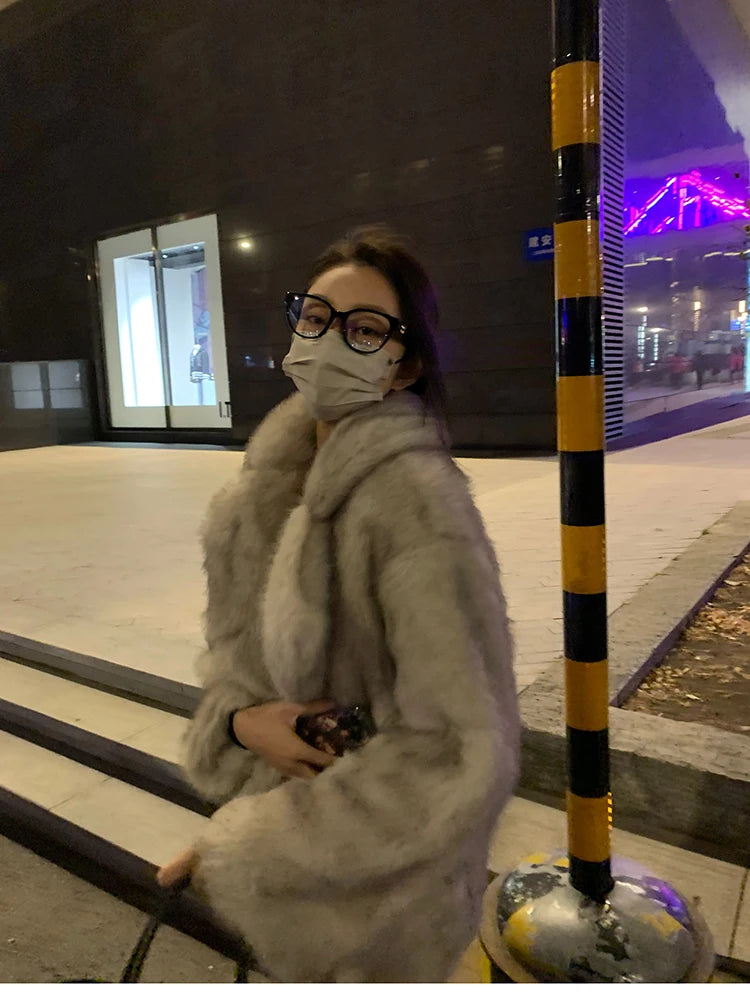 Luxury Fluffy Faux Fox Fur Jacket – Casual & Cozy