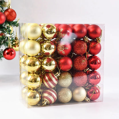 50pcs Christmas Baubles – 4cm Hanging Ornaments for Tree Décor & Holiday Gifts