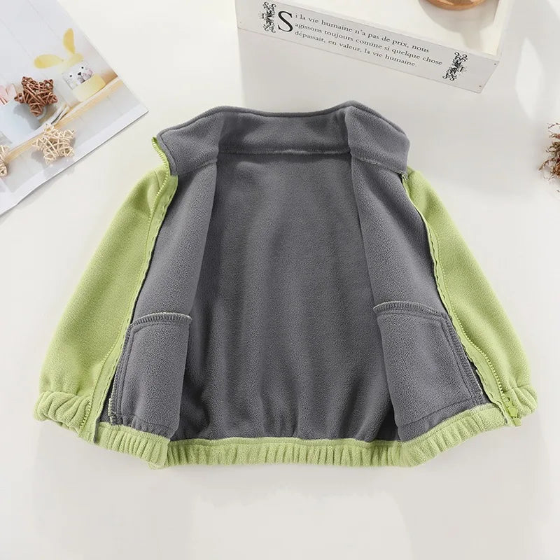 Children’s Thick Fleece Jacket – Zippered Casual Coat