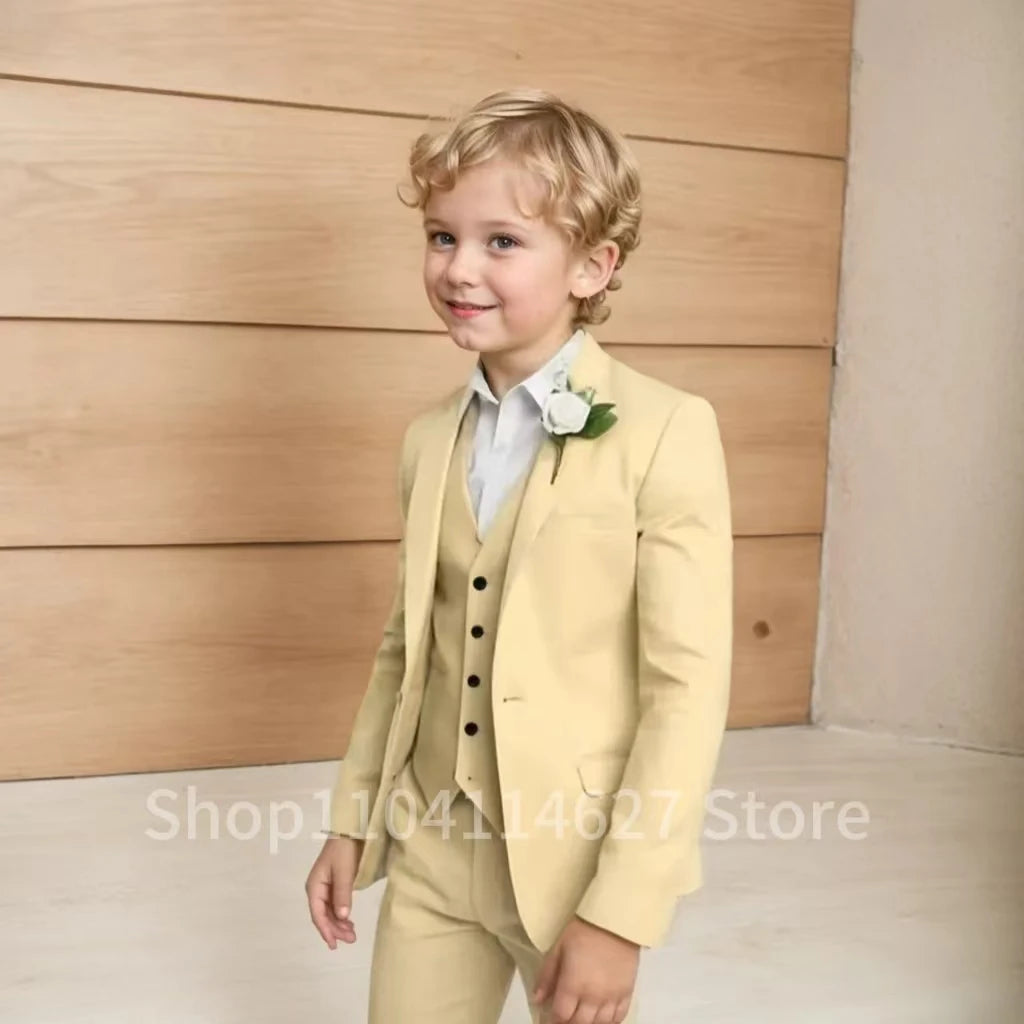 High-Quality Boys’ 3-Piece Tuxedo – Blazer, Vest & Trousers