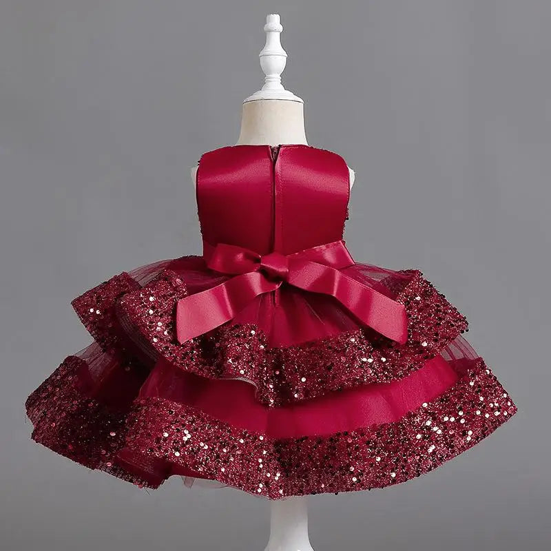 Girls’ Summer Party Dress – Sequin & Beaded Bow Detail