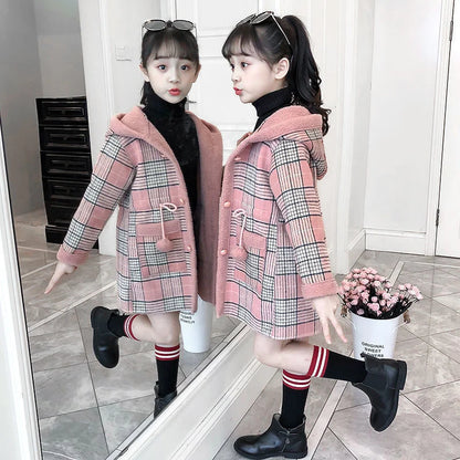 Autumn/Winter Girls’ Jacket – Stylish Hairy Long Coat