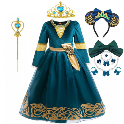 Girls’ Princess Cosplay Dress – Long Sleeve Halloween & Stage Outfit