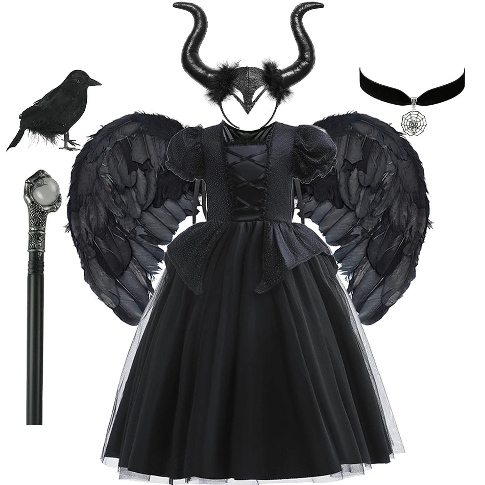 Girls Black Witch Halloween Costume – Luxury Dress
