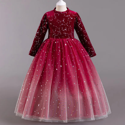 Girls Elegant Lace Wedding & Party Princess Dress