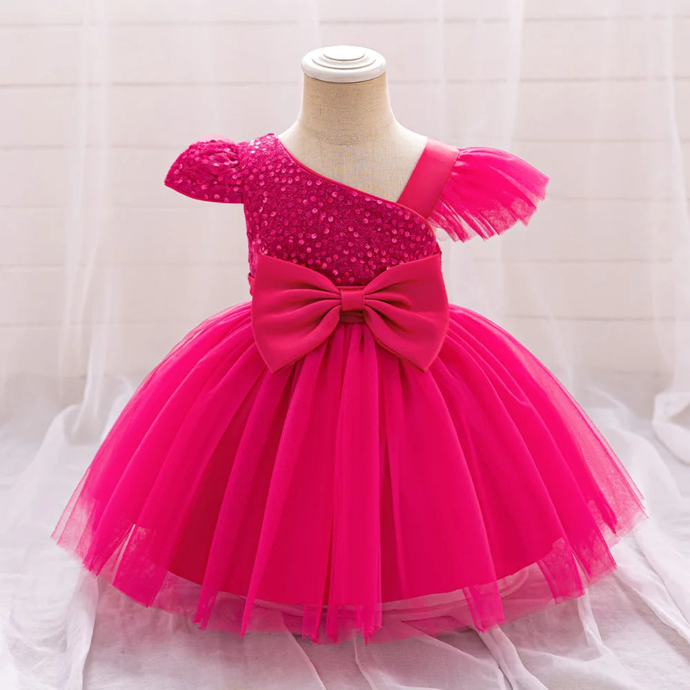 Cute Fly Sleeve Baby Girl Birthday Outfit