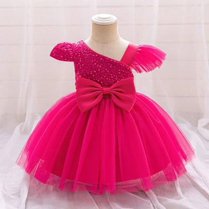 Cute Fly Sleeve Baby Girl Birthday Outfit