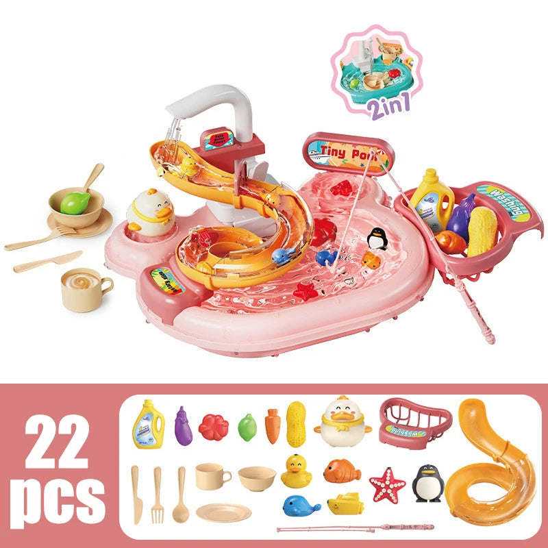 2-in-1 Dishwashing & Fishing Toy Set – Interactive Montessori Kitchen Play for Kids!