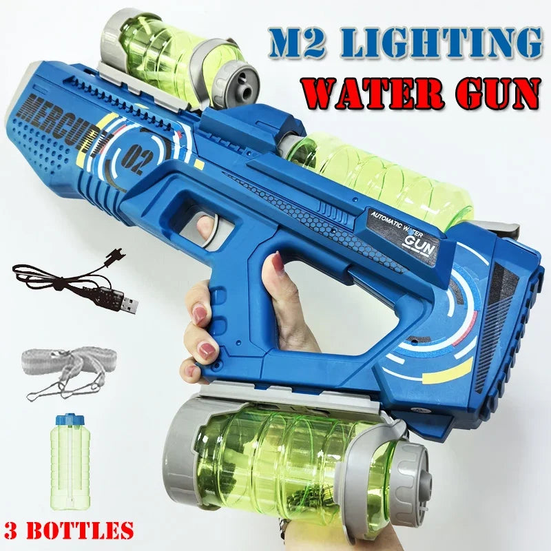 Ultra Shoppings Mercury M2 fully automatic water gun with high capacity, lighting, and sound effects for outdoor water play.