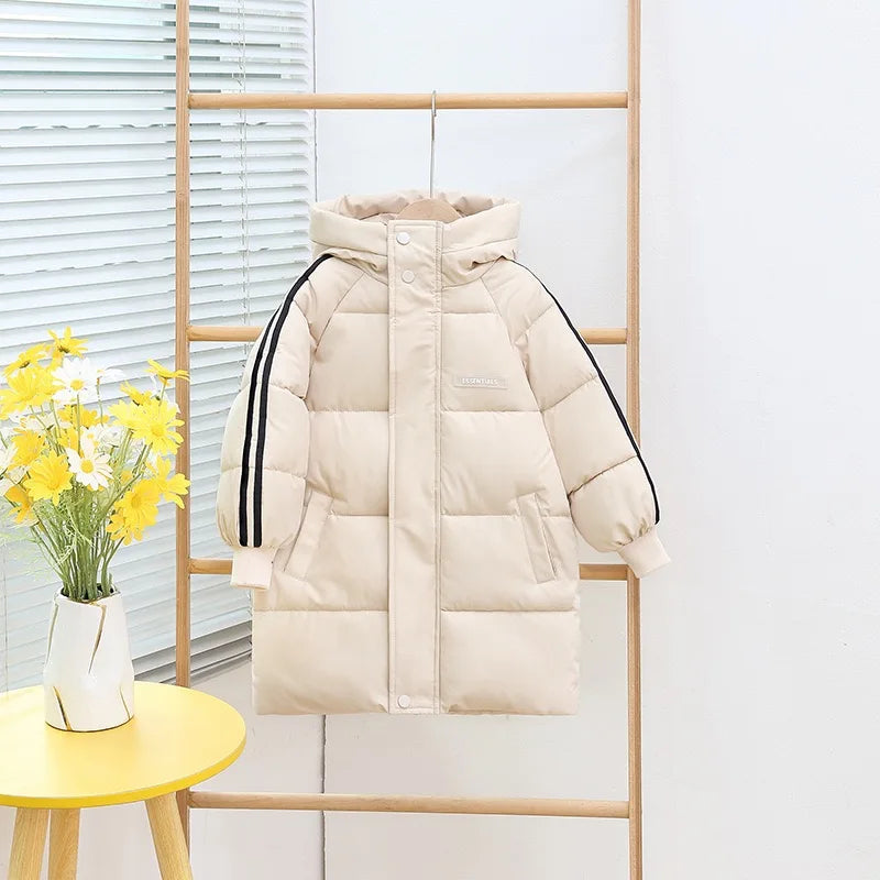 Kids' Long Cotton-Padded Jacket – Warm & Stylish