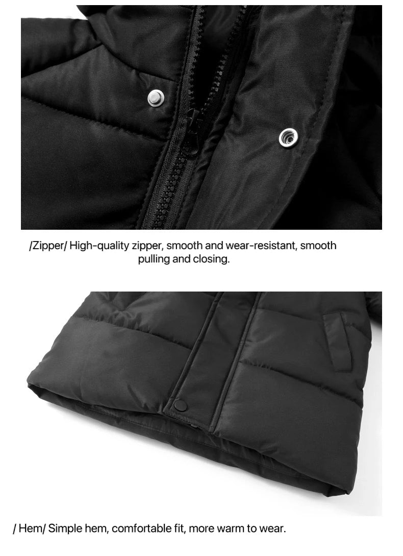 Kids' Long Cotton-Padded Jacket – Warm & Stylish