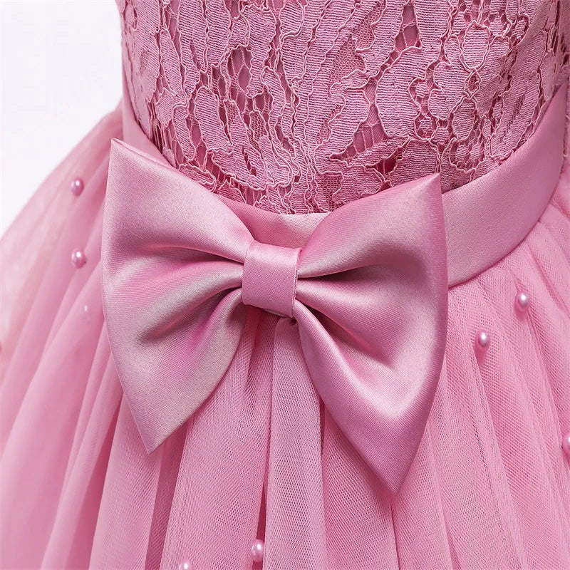 Princess Party Dress – Lace Embroidery with Ruffles