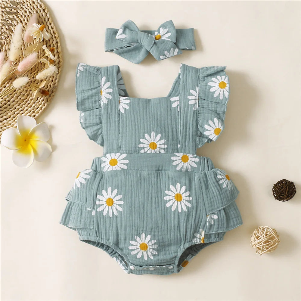 Cute Sunflower Baby Romper for Summer