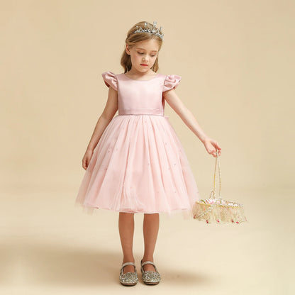 Kids Flower Girl Dress – Elegant Bow Tulle Party Wear