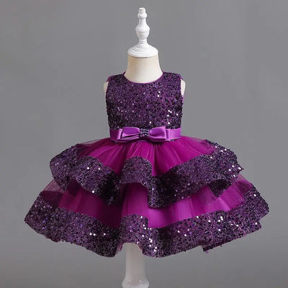 Girls’ Summer Party Dress – Sequin & Beaded Bow Detail