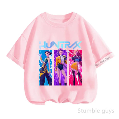 Kpop Demon Hunters Anime T-Shirt – Cool Short Sleeve for Children