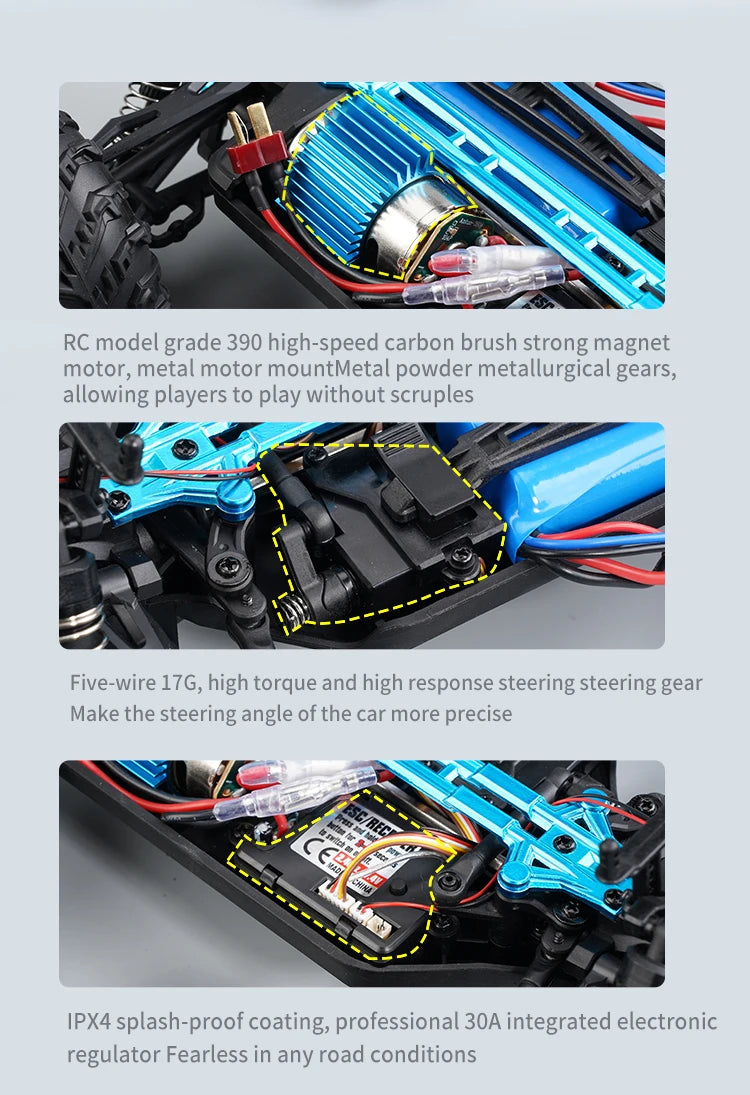 1:16 RC Off-Road Car – High-Speed 4WD Monster Truck with LED Lights