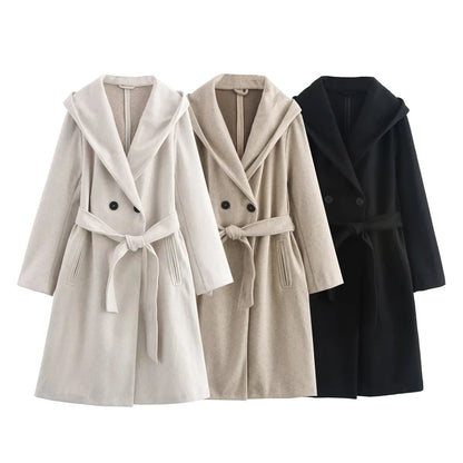 Chic Autumn Windcoat with Bow Belt & Pockets