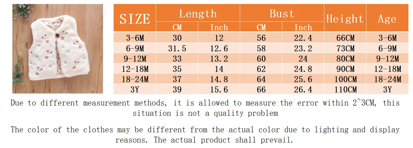 Baby Girls’ Fur Vest – Embroidered Sleeveless Coat (0–3Y)