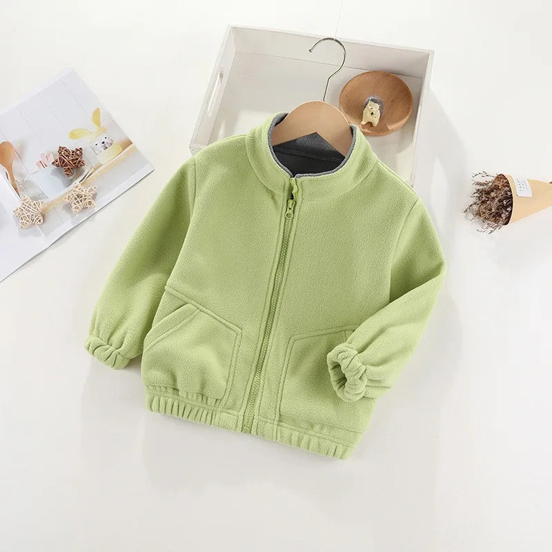 Children’s Thick Fleece Jacket – Zippered Casual Coat