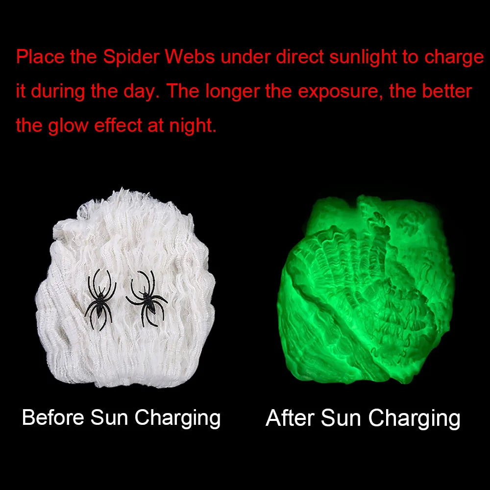 Halloween Fluorescent Cobwebs – Glowing Spider Web Decorations