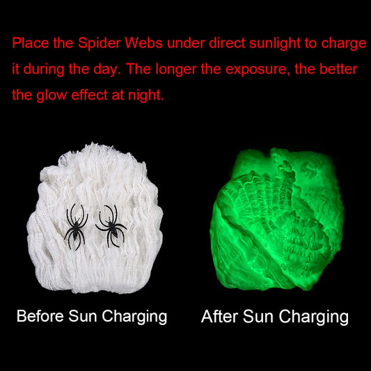 Halloween Fluorescent Cobwebs – Glowing Spider Web Decorations