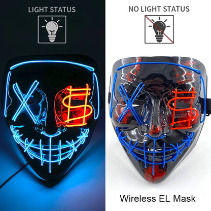 Wireless Neon LED Purge Mask – Glowing Halloween Party Mask