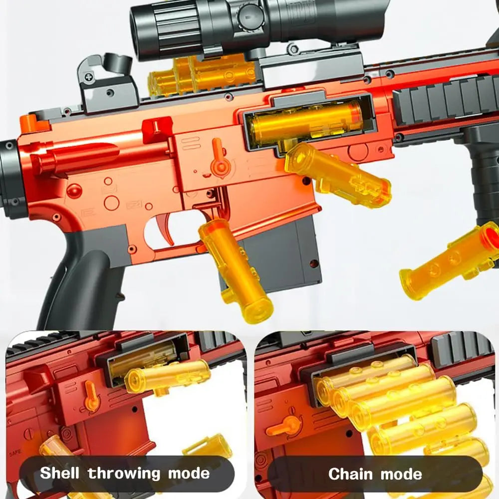 Automatic Blaster Toy Gun with Shell Ejection & 24-Dart Clip – Chain Mode Shooting Game for Kids 6+