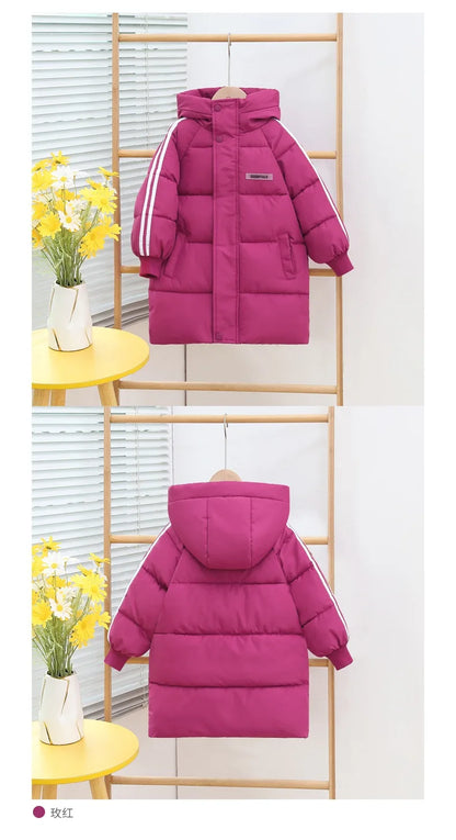 Kids' Long Cotton-Padded Jacket – Warm & Stylish