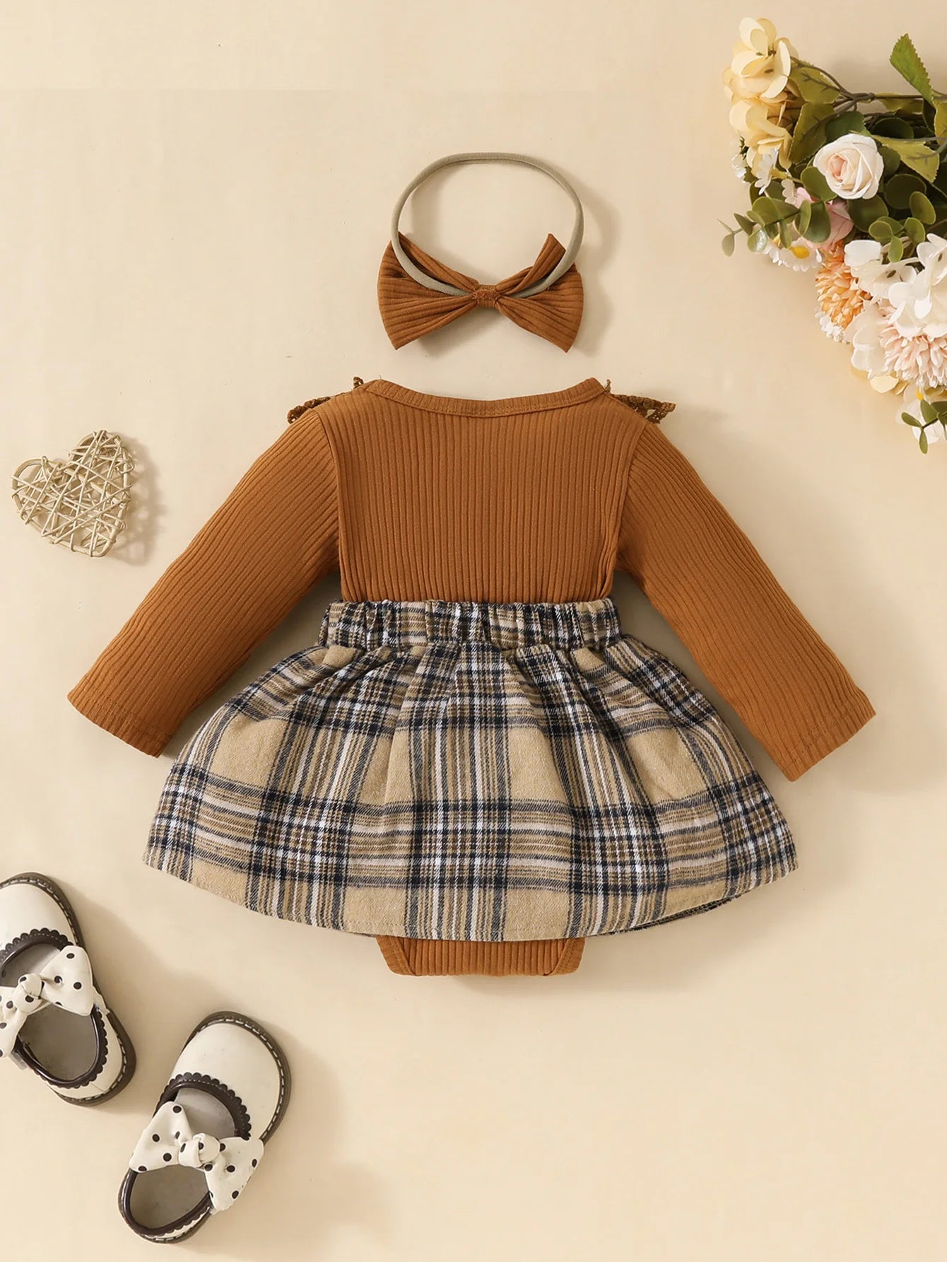 Cute Baby Girl Long Sleeve Plaid Romper