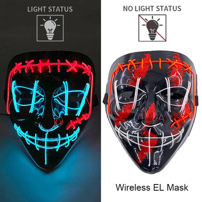 Wireless Neon LED Purge Mask – Glowing Halloween Party Mask