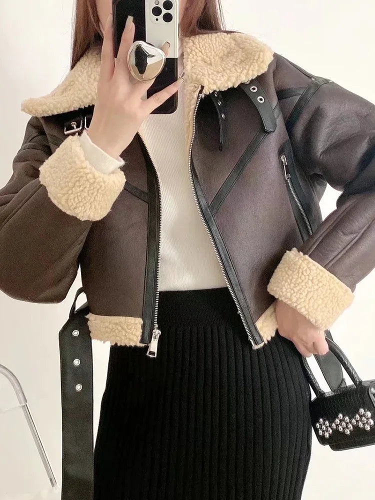 Thick Warm Moto Jacket – Faux Fur & Leather Streetwear