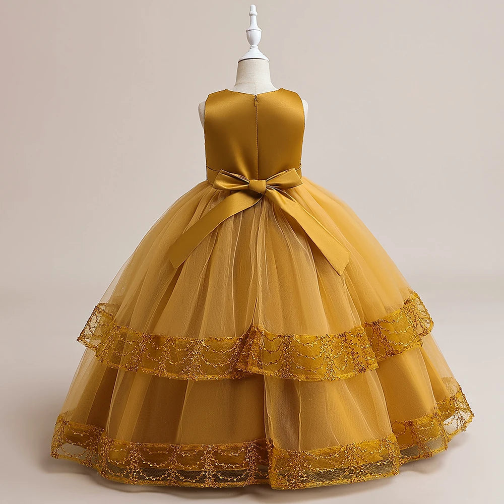 Flower Bow Kids’ Dress – Pageant & Party Wear