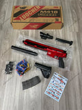 Ultra Shoppings M416 shell-throwing soft bullet AWM sniper toy gun with jump shell case, DIY assembly, and soft bullet projectiles.