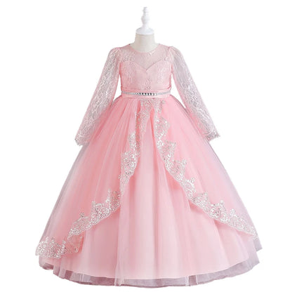 Girls Evening Dress – Lace Embroidered Party Gownn