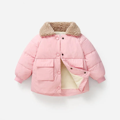 Boys & Girls Lapel Jacket – Cozy Lamb Fleece Kids’ Coat