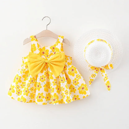 Infant Girls’ Summer Party Dress with Gift Hat