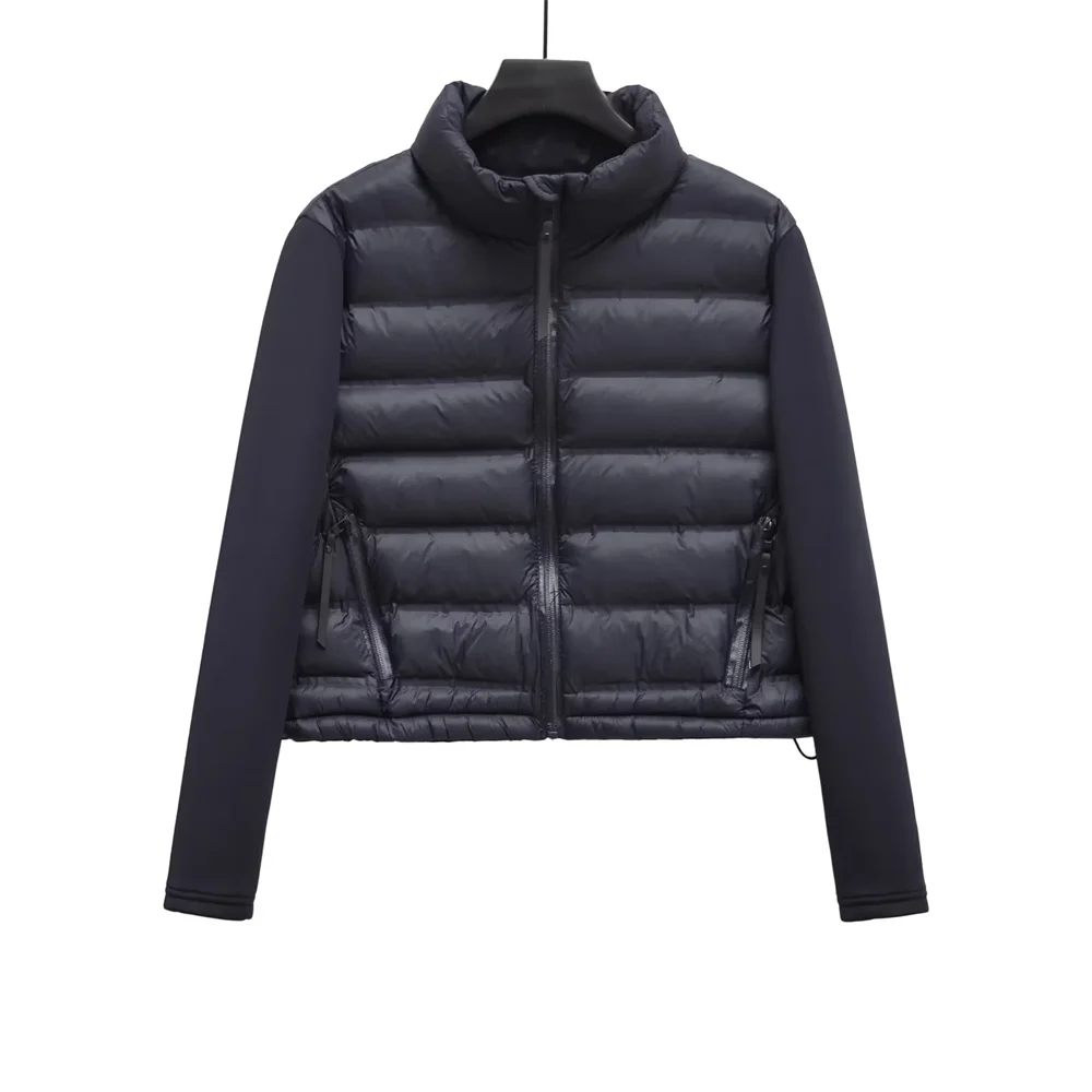 Modern Edge: Spliced Cotton Jacket with Stand Collar