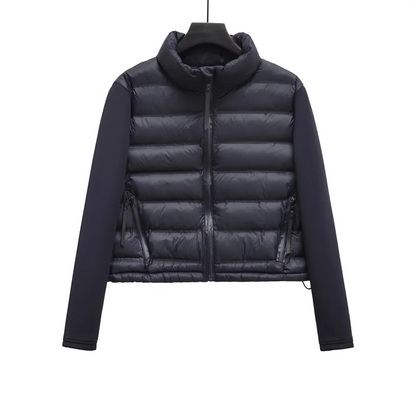 Modern Edge: Spliced Cotton Jacket with Stand Collar