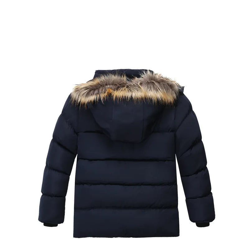 Boys' Winter Coat with Fur Hood – Warm, Plush-Lined Jacket (2–8 Years)