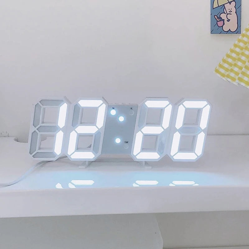 3D LED Digital Clock – Stylish, Multifunctional Wall Timepiece with USB Power