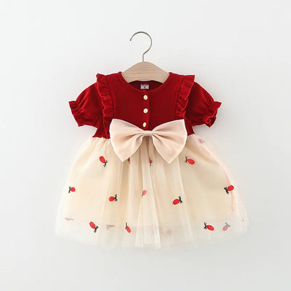 Baby Girl Short Sleeve Mesh Princess Dress