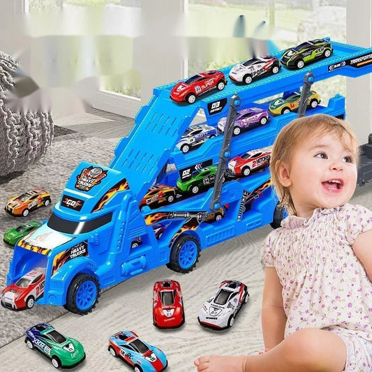 Large Deformation Transporter Truck – Folding Track & Racing Car Toy for Kids