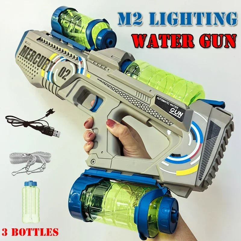 Ultra Shoppings Mercury M2 water gun with high capacity, lighting, and sound effects for outdoor water play for kids.