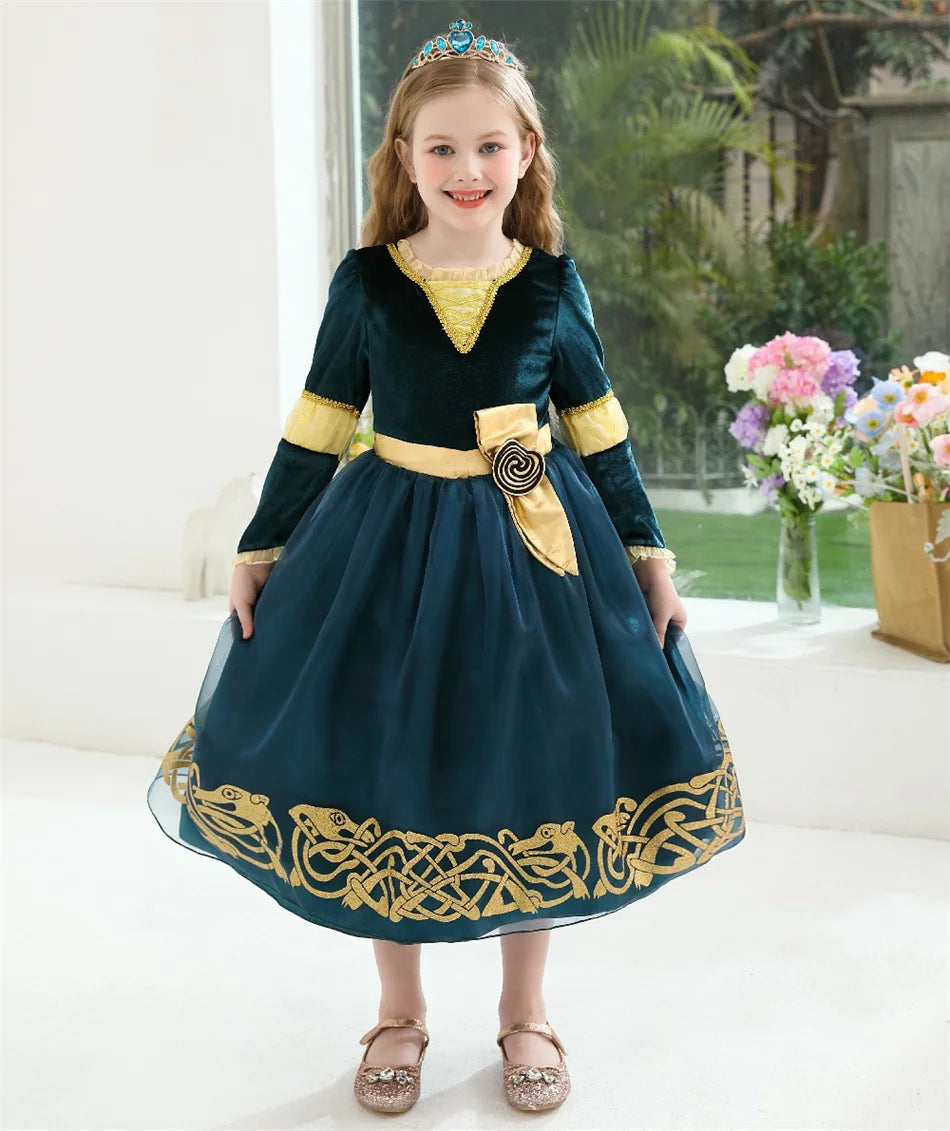 Girls’ Princess Cosplay Dress – Long Sleeve Halloween & Stage Outfit