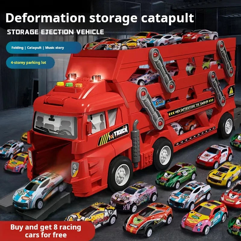 Large Deformation Transporter Truck with Folding Track – Educational Toy for Kids!