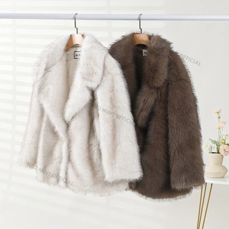 Cozy Glam: Oversized Gradient Fur Jacket