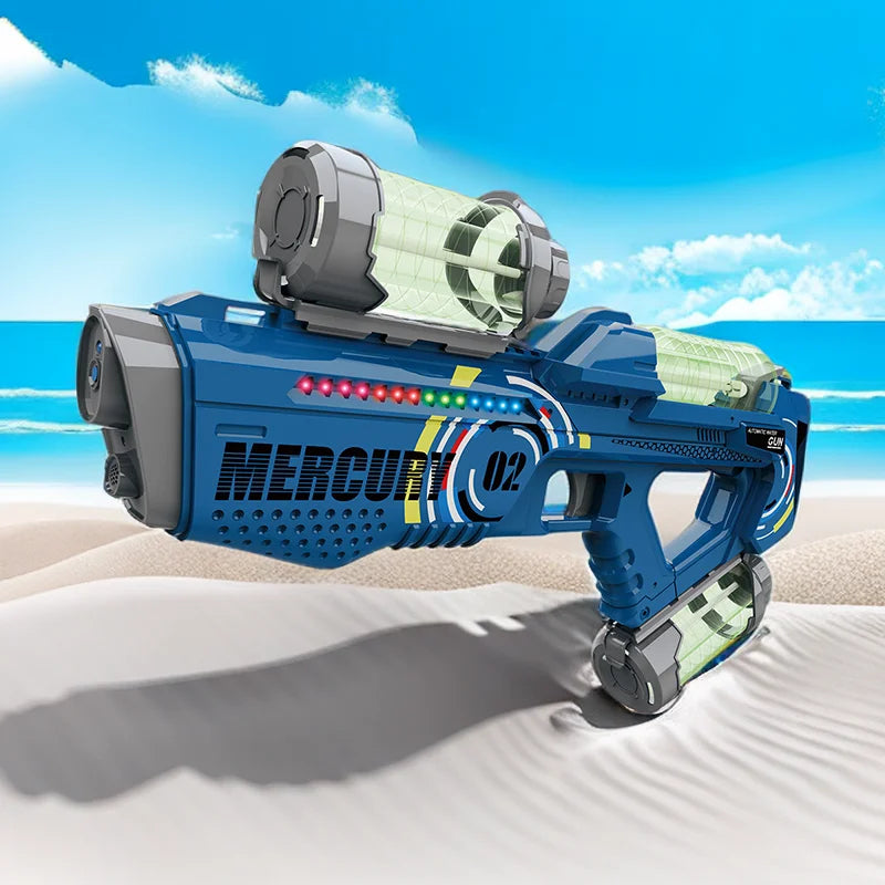 Ultra Shoppings Mercury M2 fully automatic water gun with high capacity, lighting, and sound effects for outdoor water play.